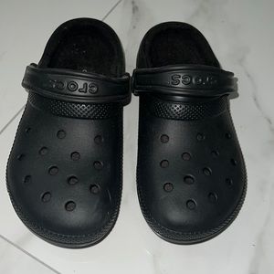 Fuzzy inside black crocs
